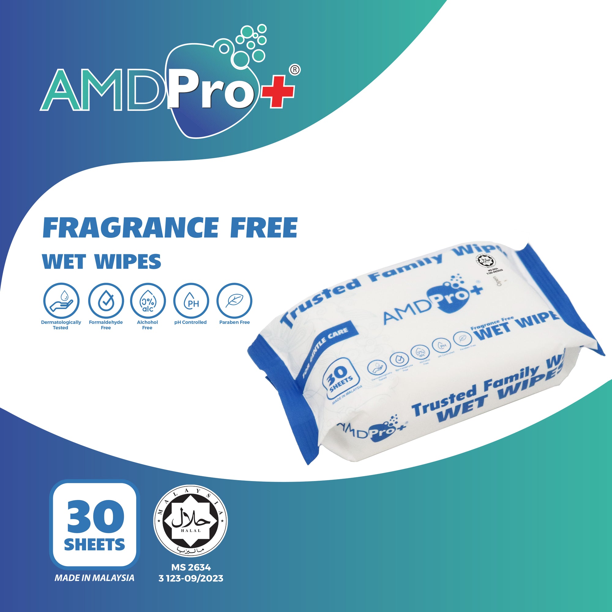 AMDPro+ Fragrance-Free Wet Wipes (30s)