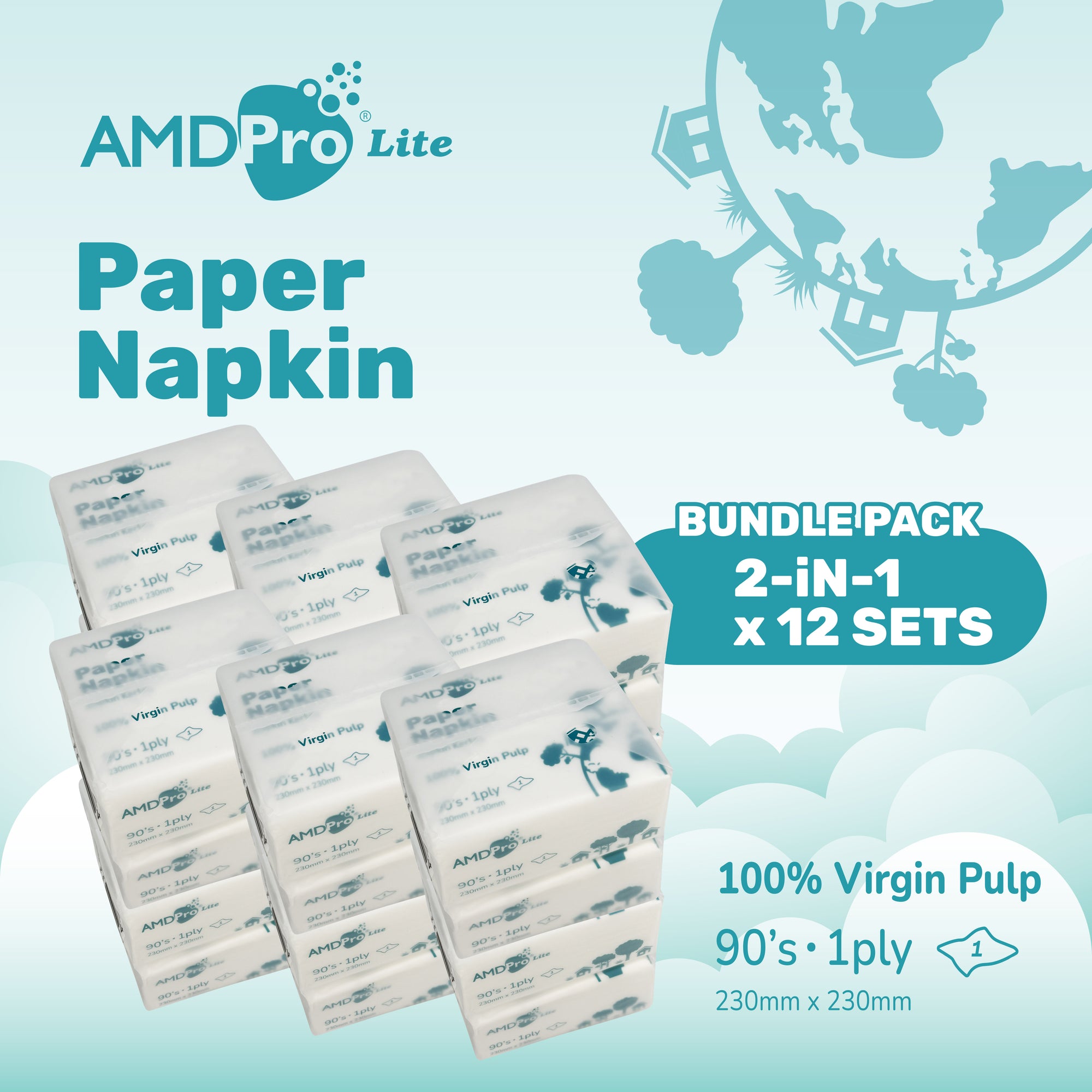 AMDPro Lite Paper Napkin (90's x 2 Packs)