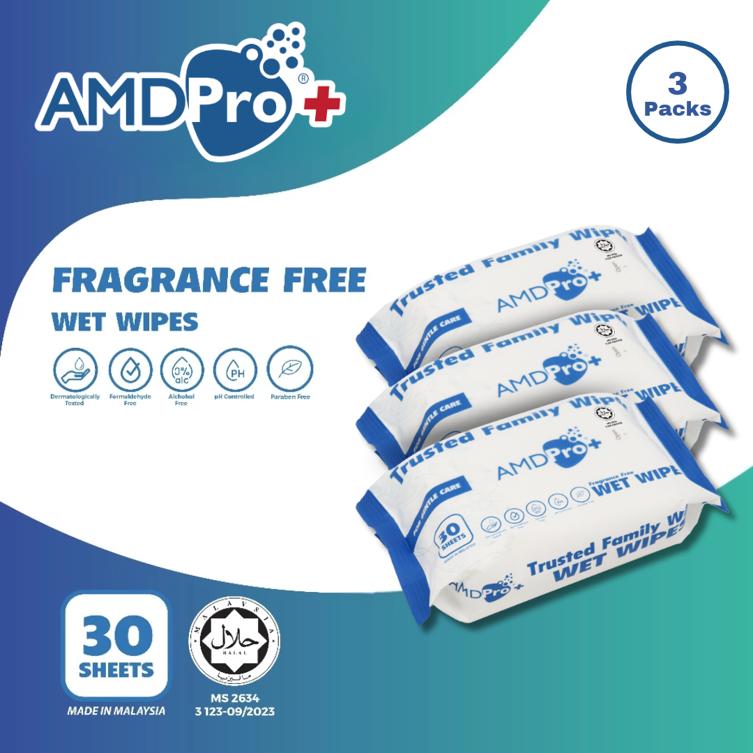 AMDPro+ Fragrance-Free Wet Wipes (30s x 3 Packs)