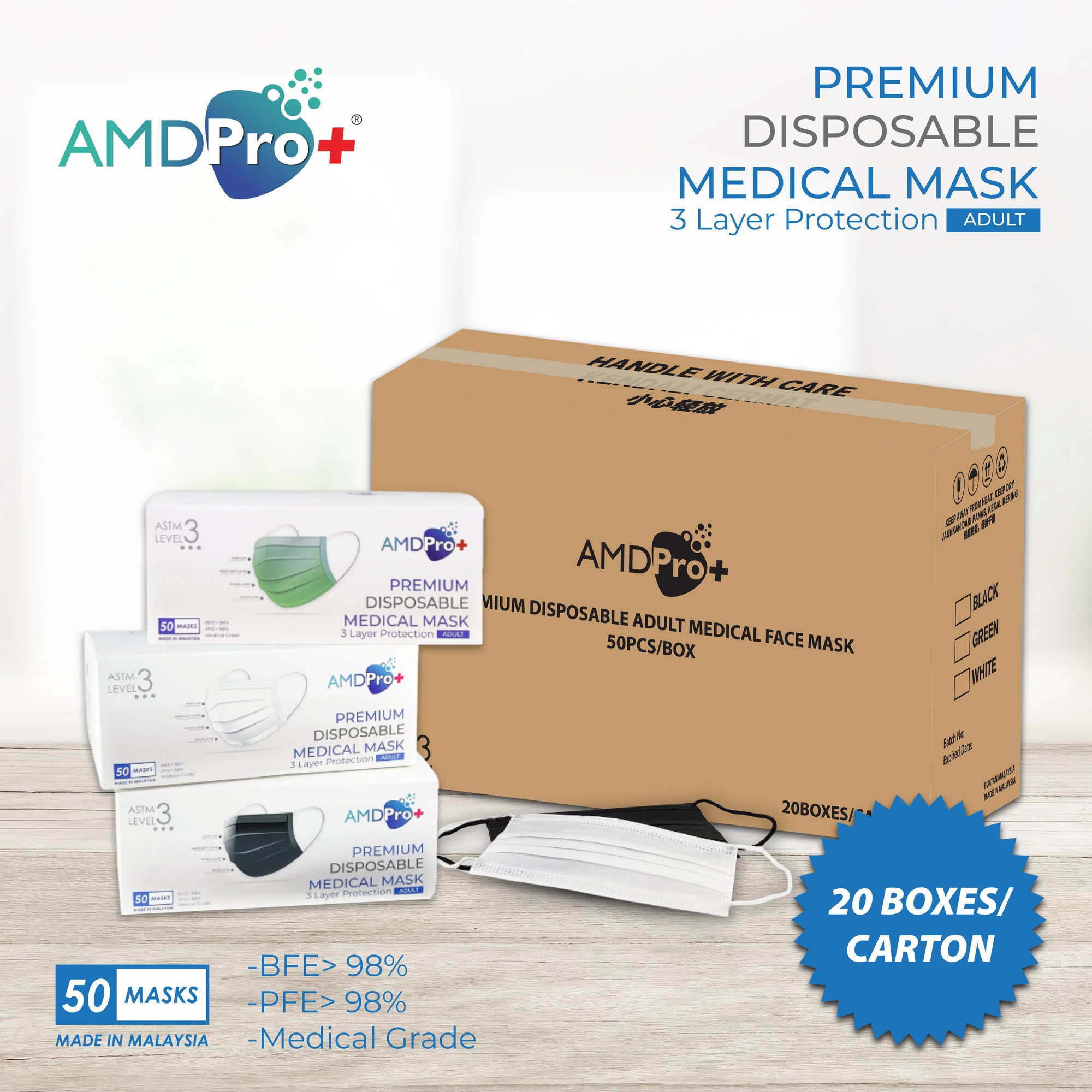 [Carton] AMDPro+ Adult Medical Mask (50s x 20 boxes)