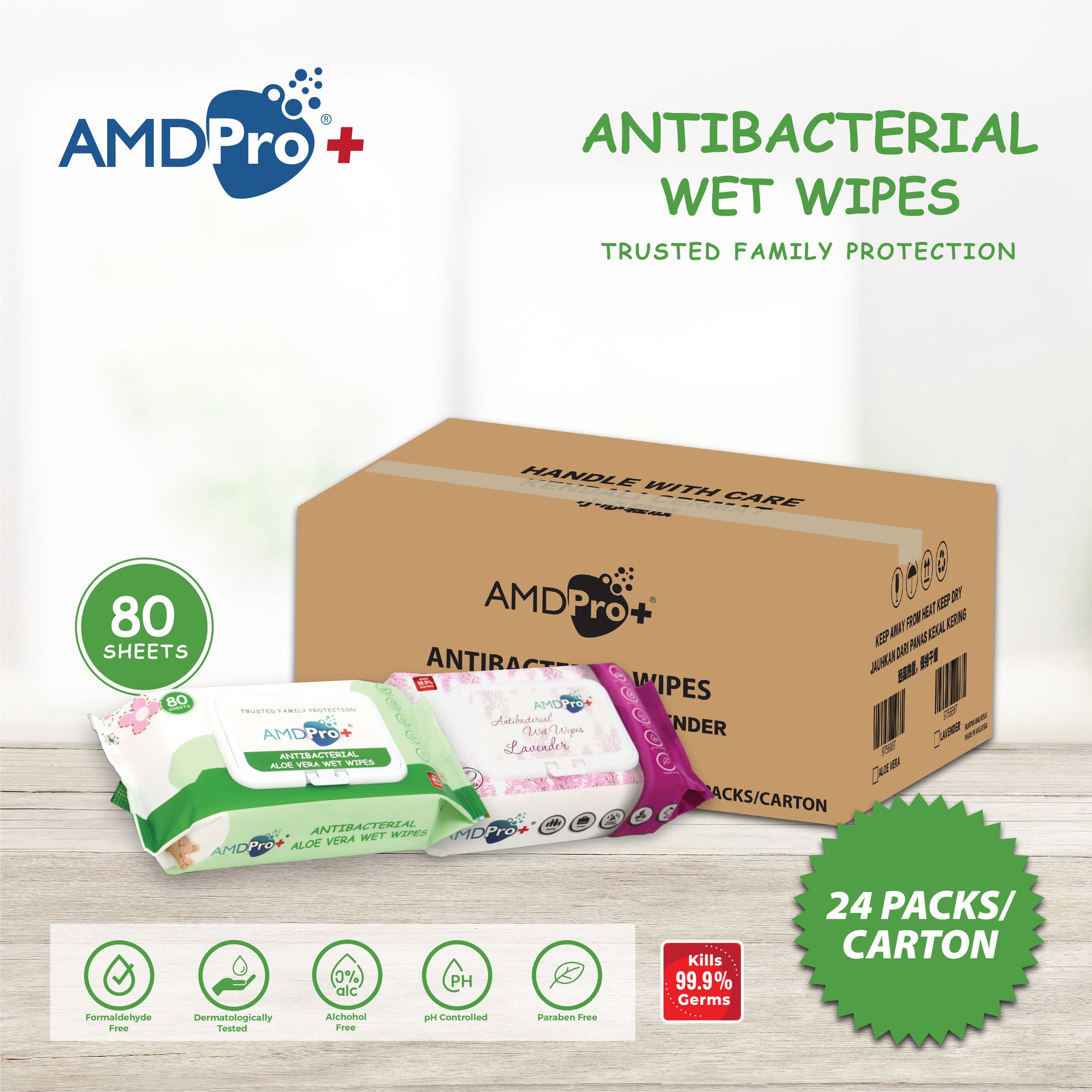 [Carton] AMDPro+ Antibacterial Wipes (80s x 24)