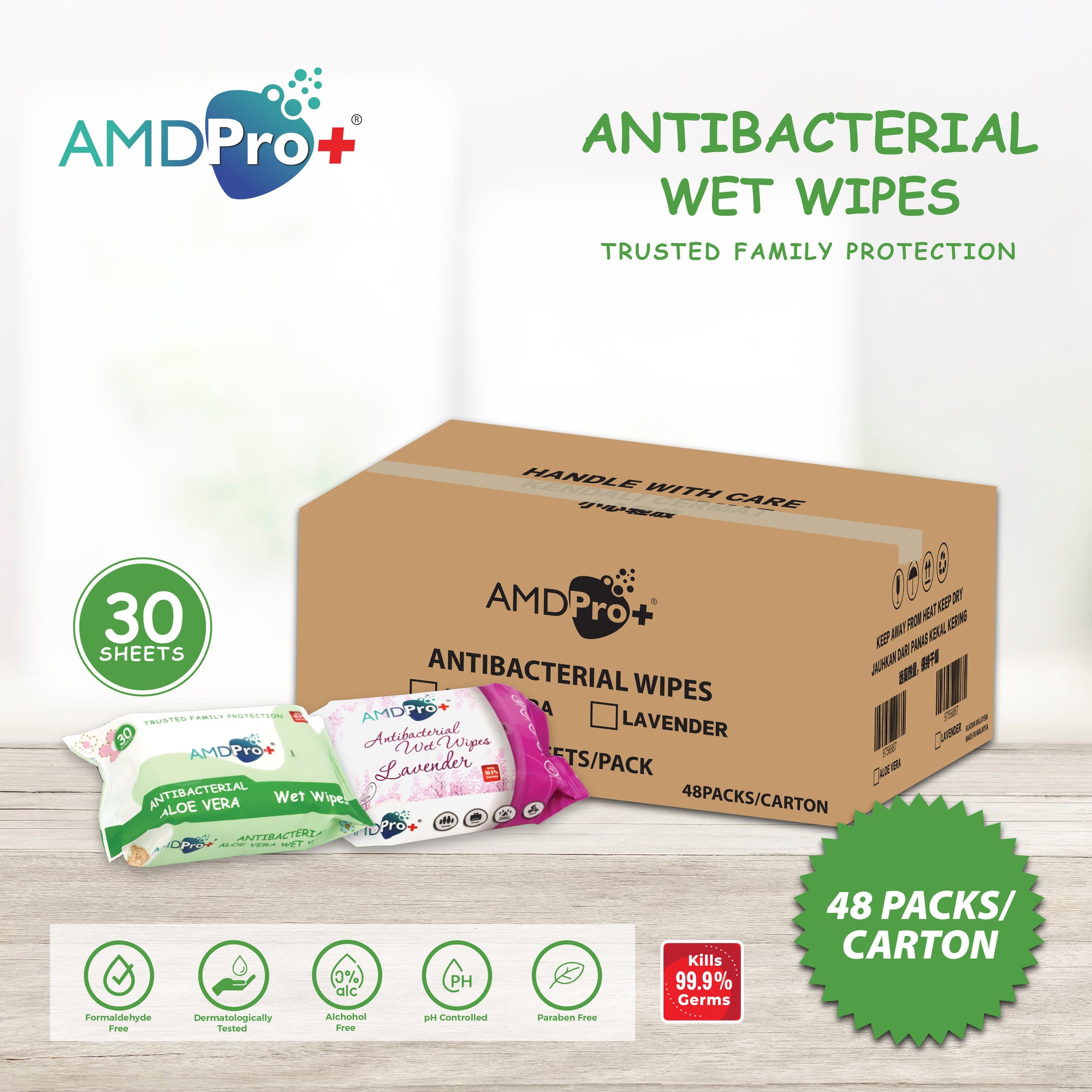 [Carton] AMDPro+ Antibacterial Wipes (30s x 48 packs)