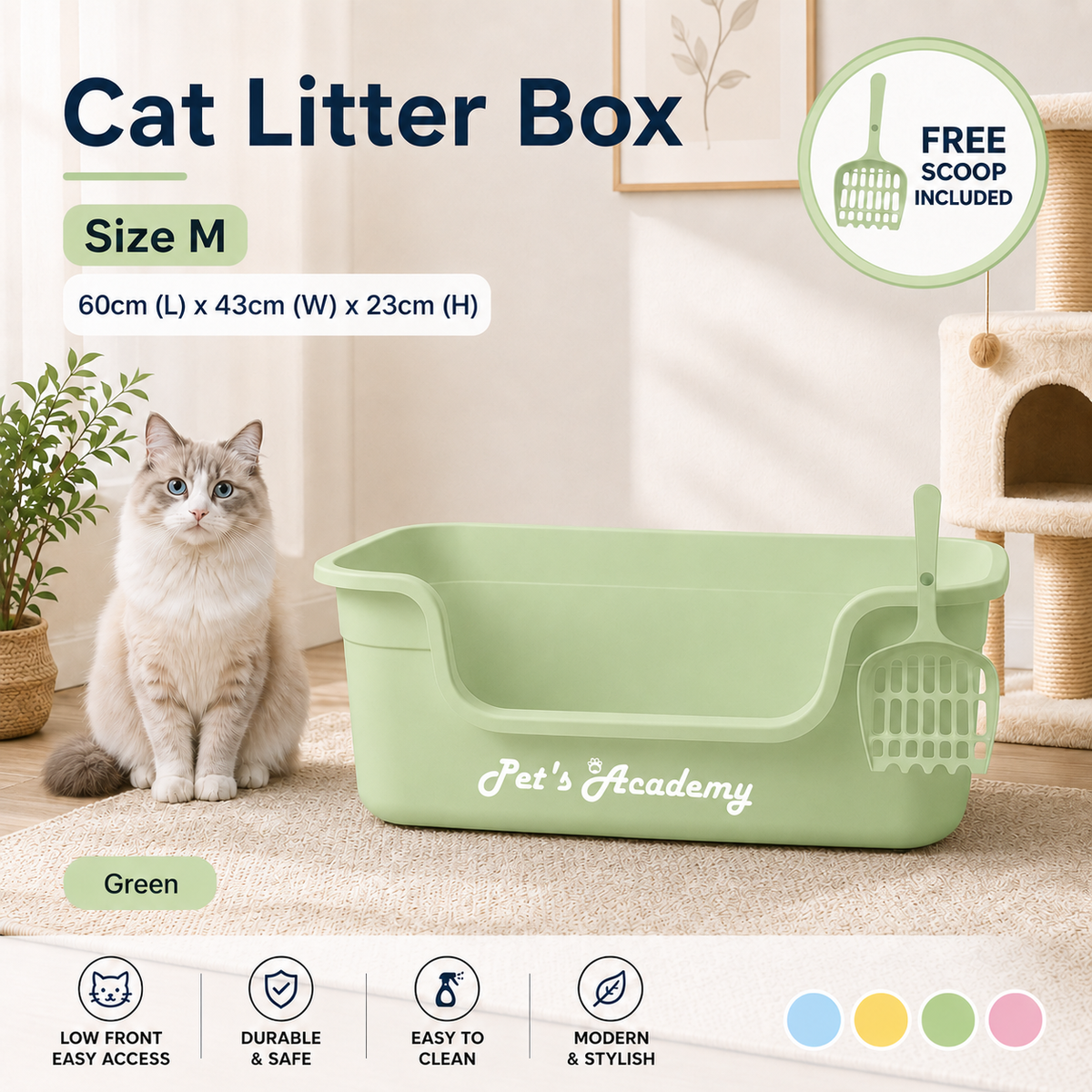 Pet's Academy Cat Litter Box (Free Scoop)