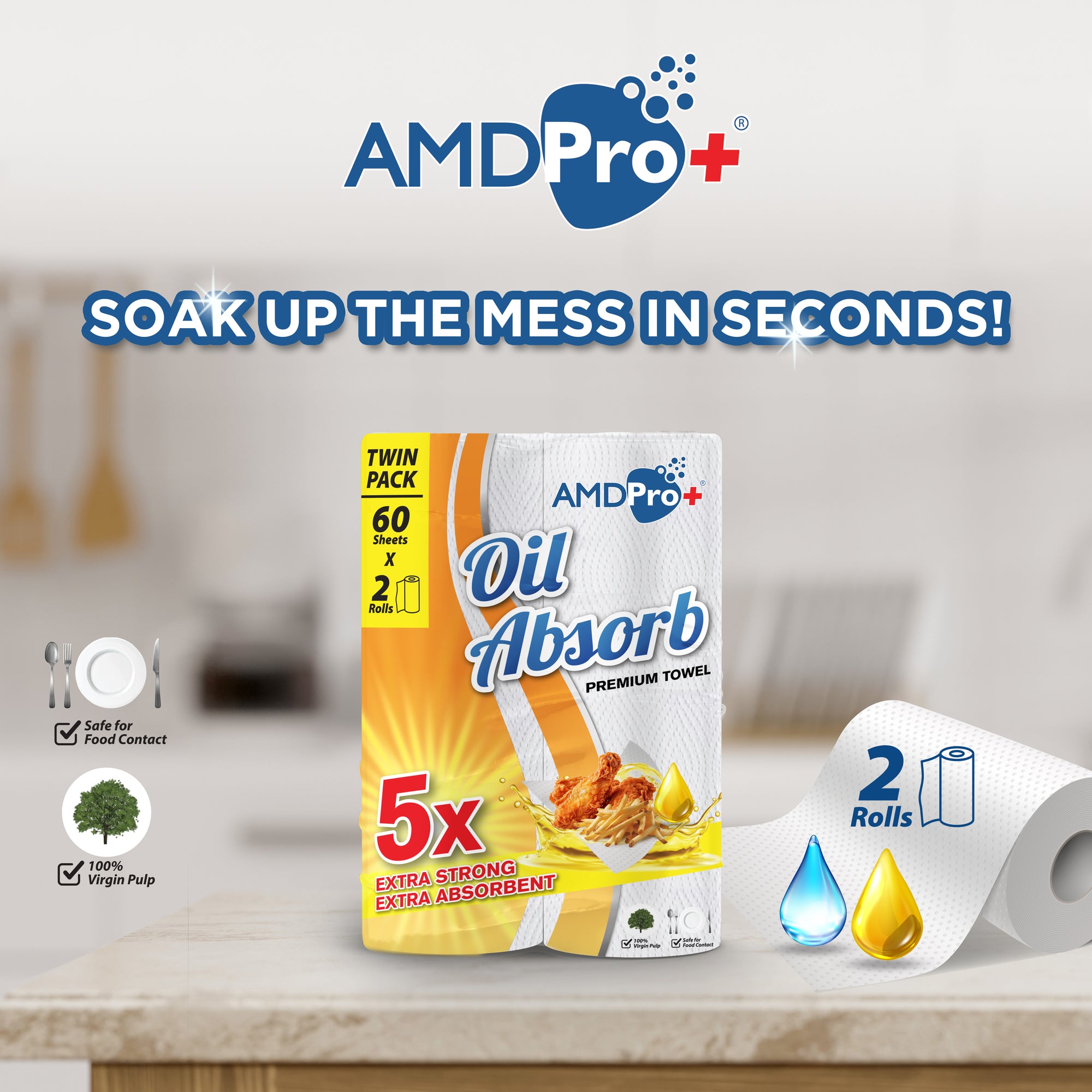 AMDPro+ Oil Absorb Kitchen Towel (2 Rolls)