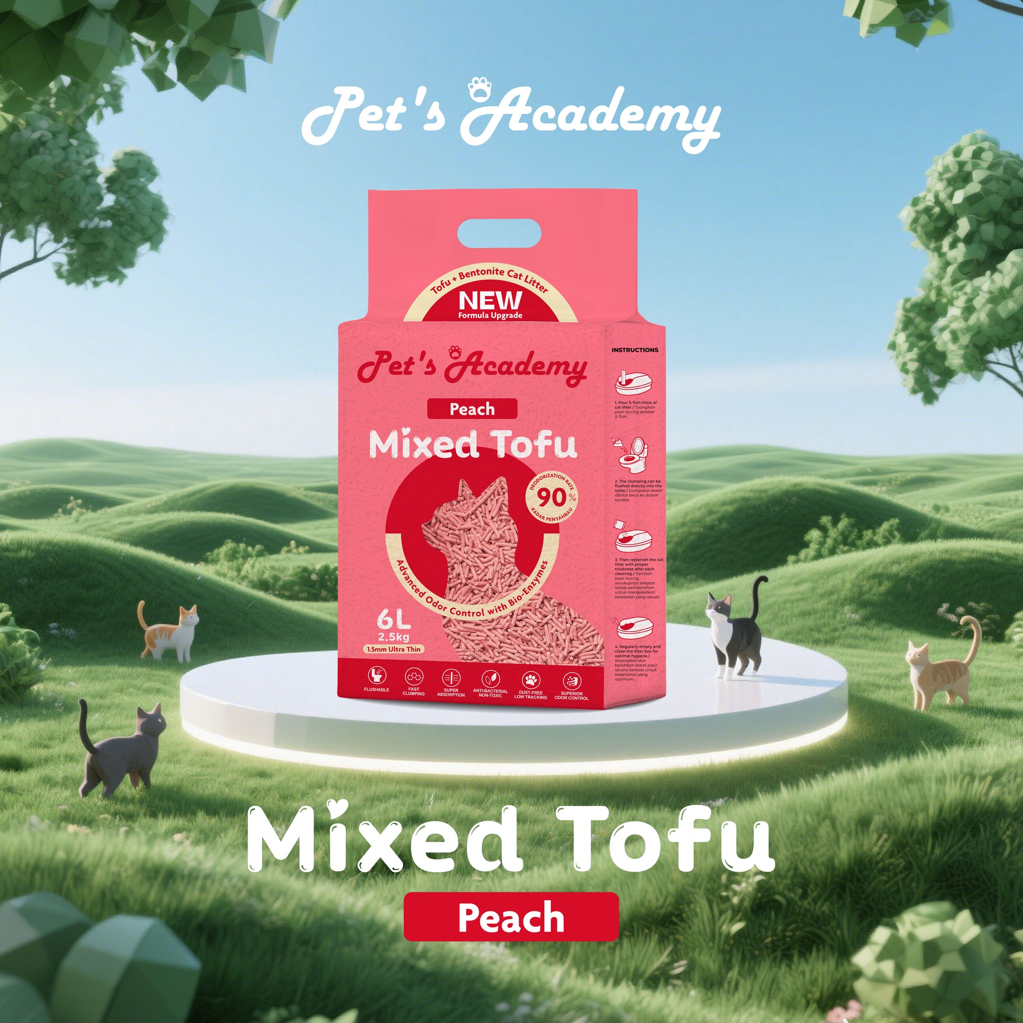 Pet's Academy Tofu x Bentonite Cat Litter (6L)
