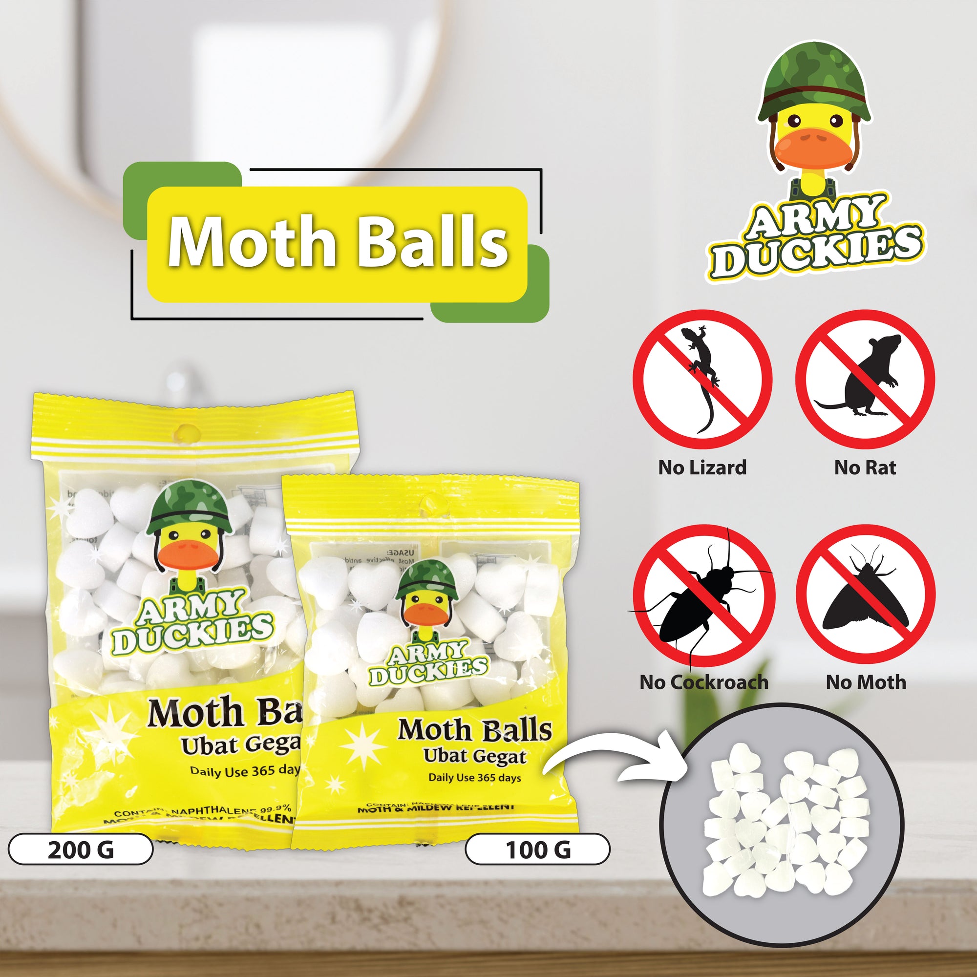 Army Duckies Moth Balls (100g/200g)