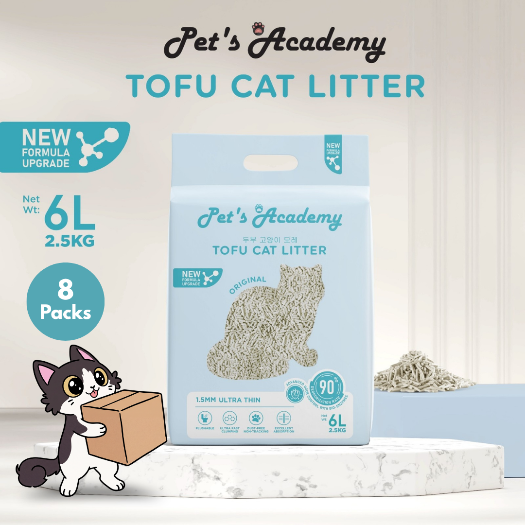 [Carton] Pet's Academy Tofu Cat Litter (6L/2.5kg) 1.5mm Ultra Thin (8 Packs)