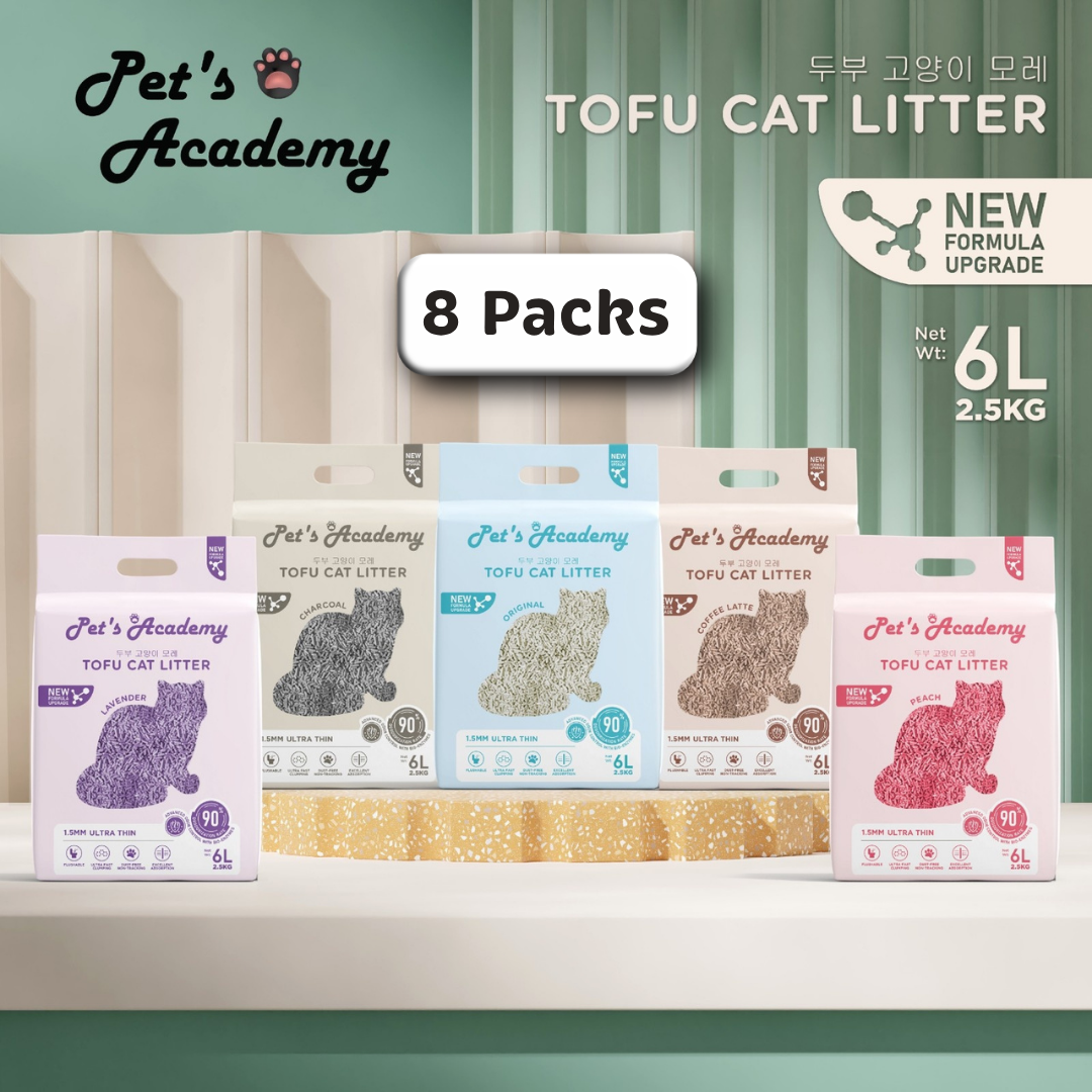 [Carton] Pet's Academy Tofu Cat Litter (6L/2.5kg) 1.5mm Ultra Thin (8 Packs)