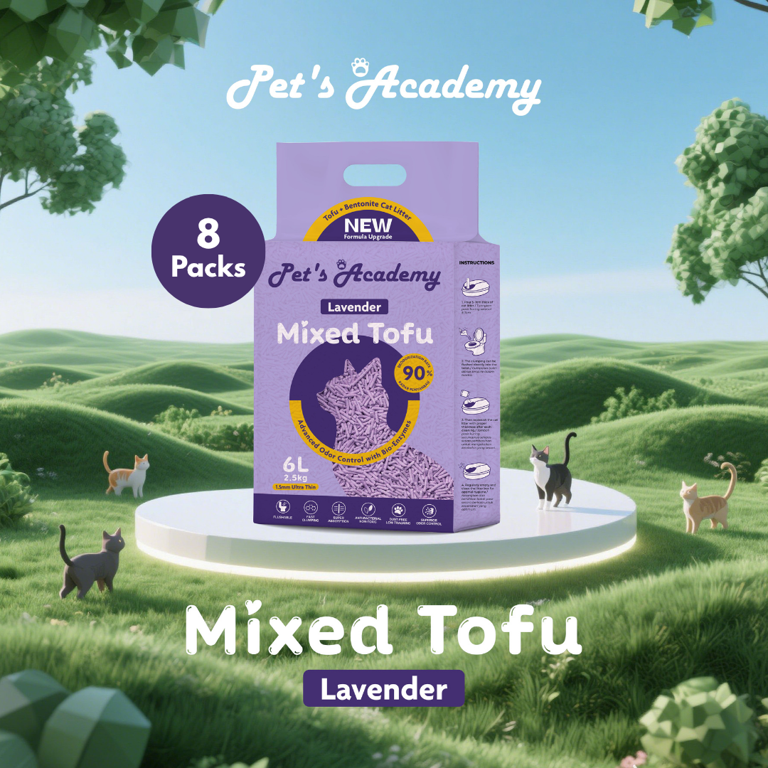 [Carton] Pet's Academy Tofu x Bentonite Cat Litter (6L/2.5kg) 1.5mm Ultra Thin (8 Packs)