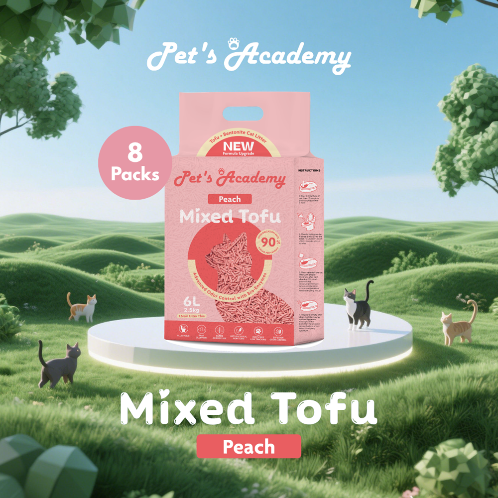 [Carton] Pet's Academy Tofu x Bentonite Cat Litter (6L/2.5kg) 1.5mm Ultra Thin (8 Packs)