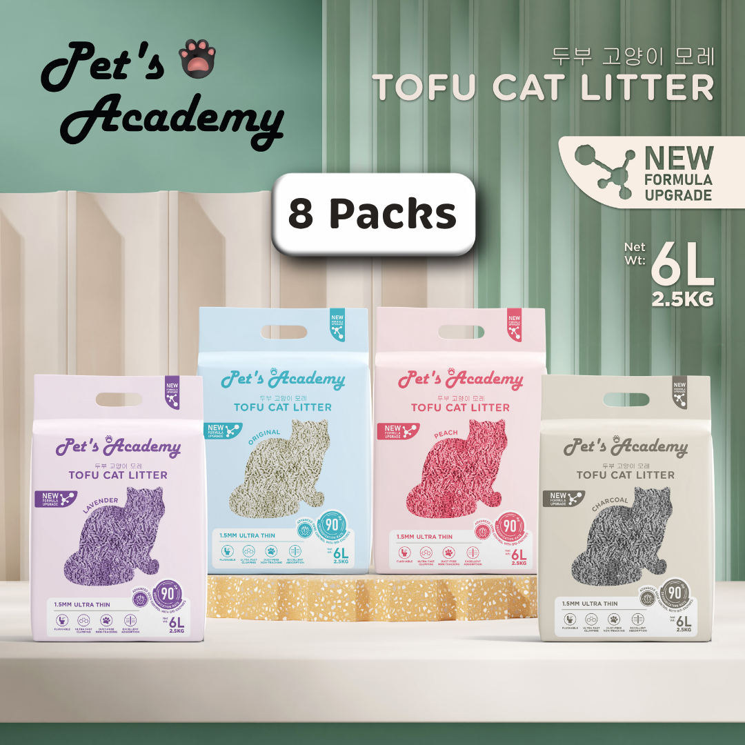 [Carton] Pet's Academy Tofu Cat Litter (6L/2.5kg) 1.5mm Ultra Thin (8 Packs)