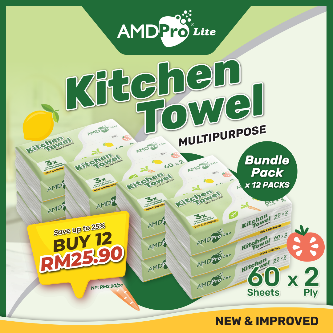 AMDPro Lite Kitchen Paper Soft Pack 2-Ply (60 Sheets)