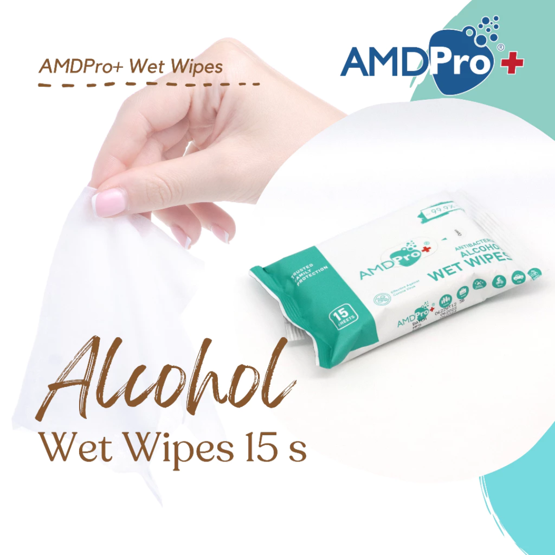 AMDPro+ Antibacterial Alcohol Wet Wipes (15 Sheets)