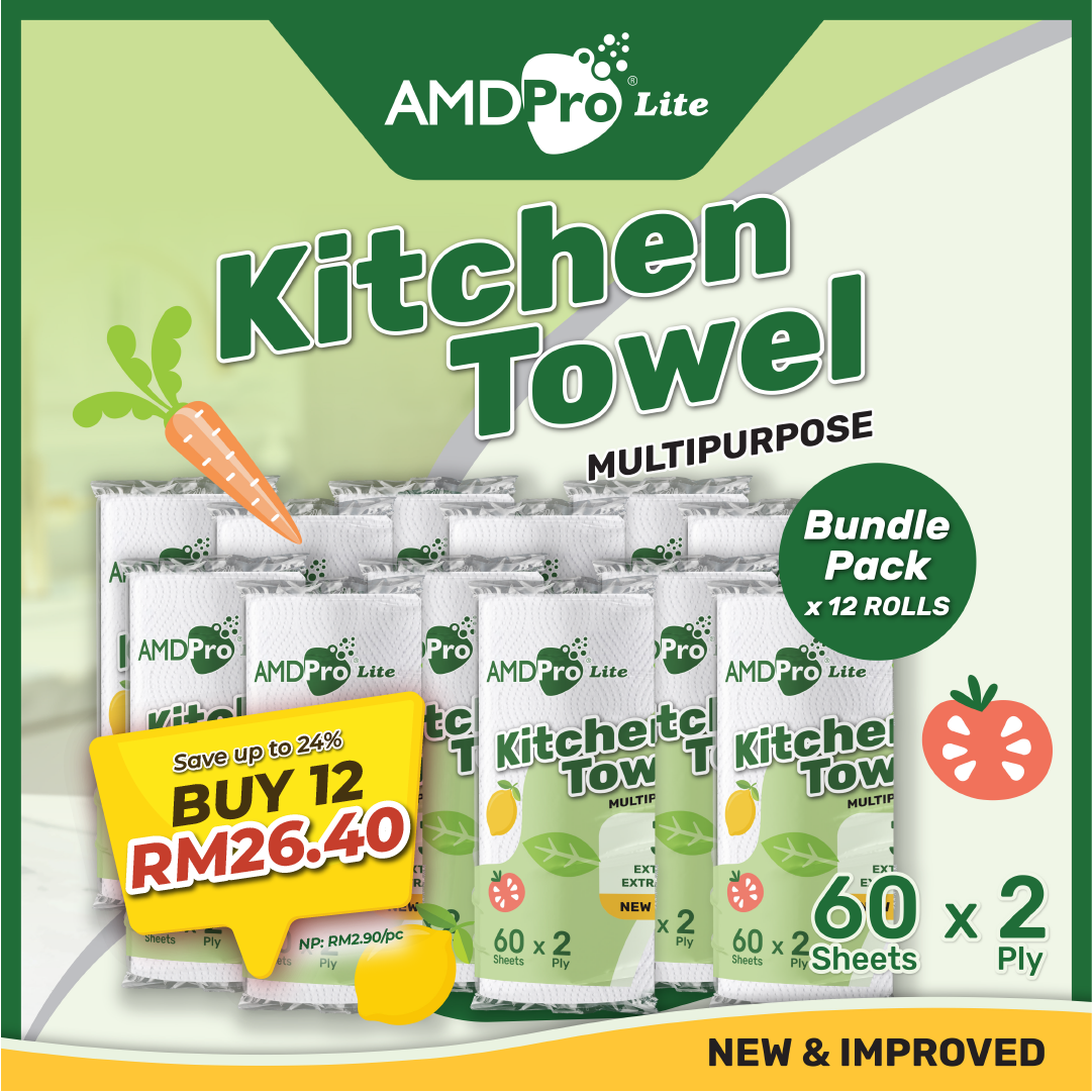 AMDPro Lite Multipurpose Kitchen Towel Rolls 2ply (60 Sheets)